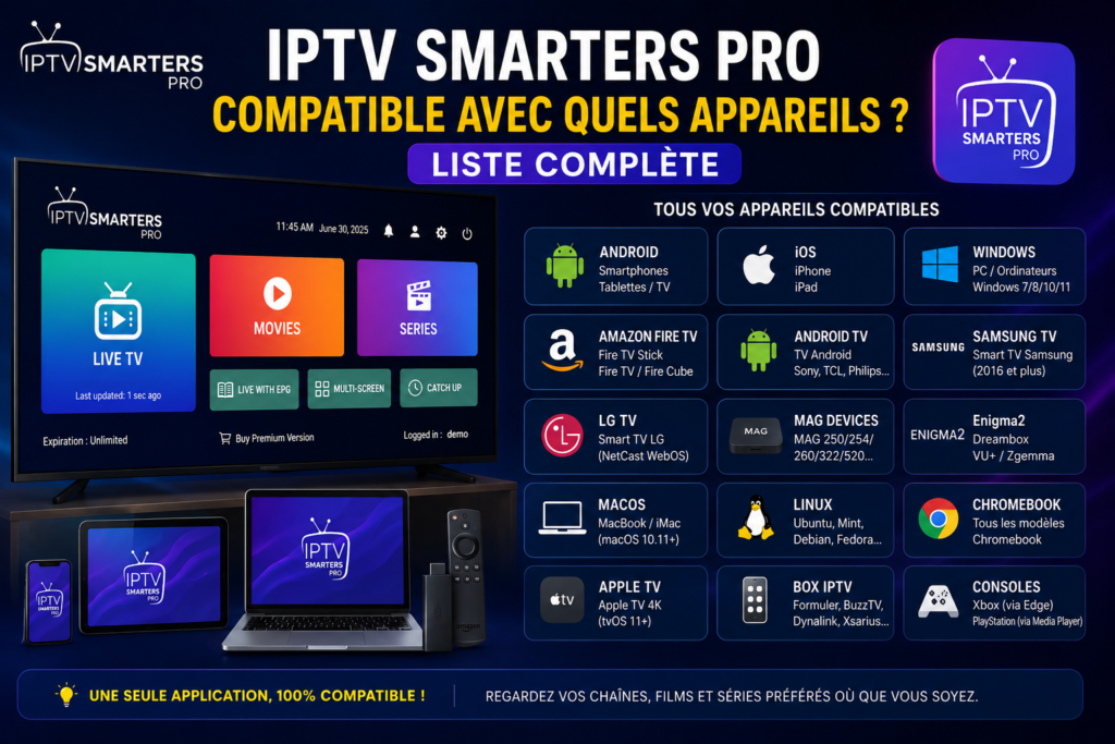 IPTV Smarters Pro Compatible avec Quels Appareils ? Liste Complète