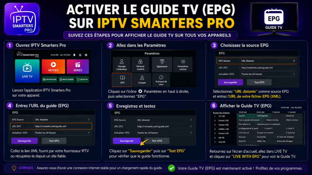 Activer le Guide TV (EPG) sur IPTV Smarters Pro