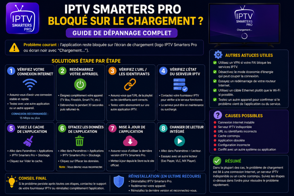 IPTV Smarters Pro Bloqué sur le Chargement : Guide de Dépannage Complet